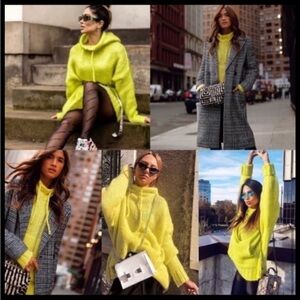 Zara neon yellow oversized hoodie.